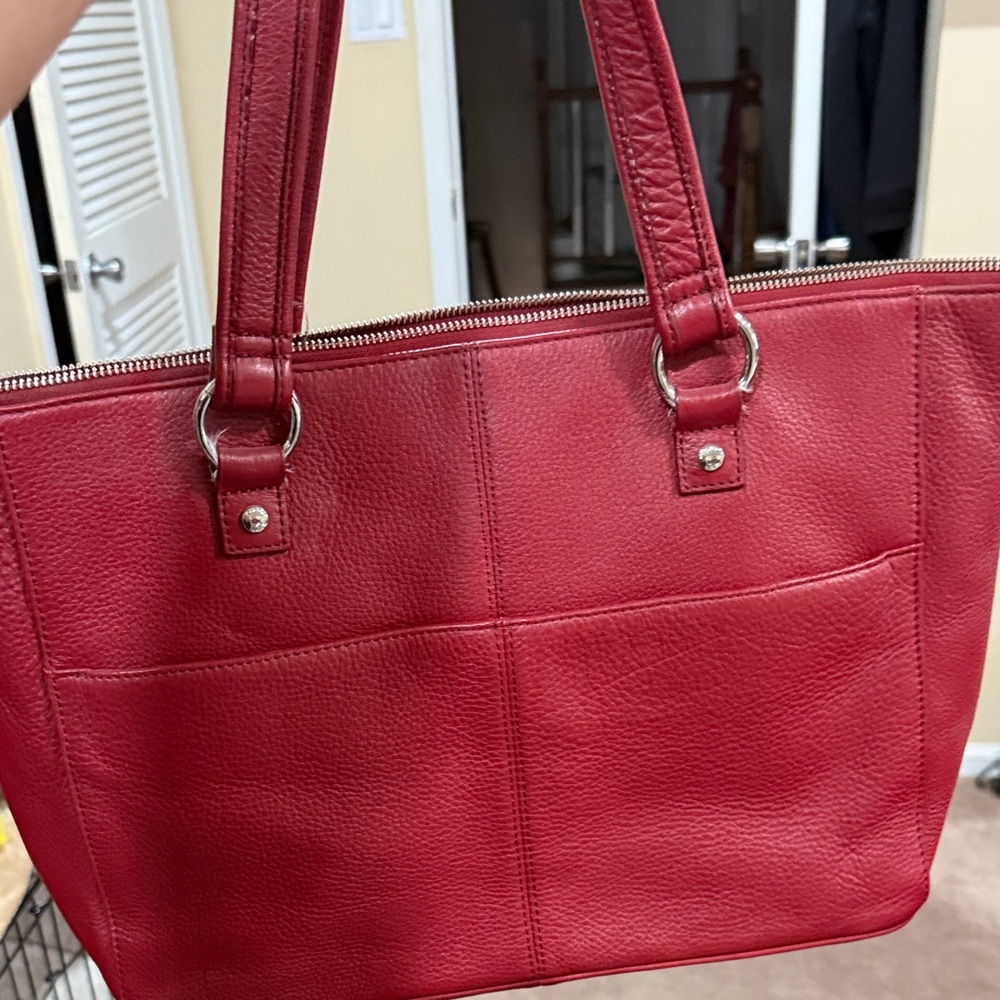 Calvin Klein Red Leather Tote